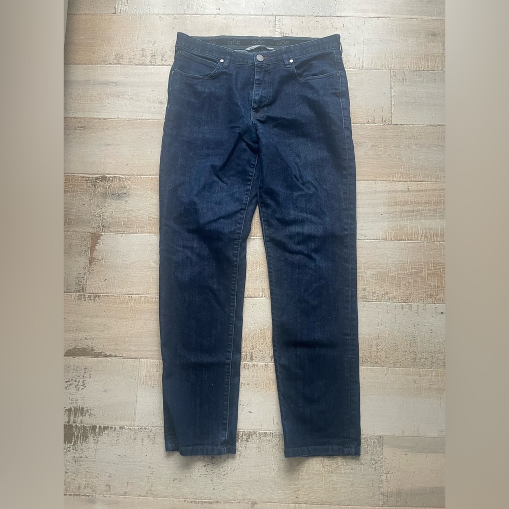 QÔR Men's Size 34 X 32 Deep Blue Straight Jeans Stretch Comfort Jeans